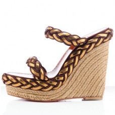 Christian Louboutin Cadena Tresse 140mm klínky hnědé Christian Louboutin Cadena Tresse 140mm klínky hnědé