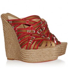 Christian Louboutin Crepon 140mm klíny červené Christian Louboutin Crepon 140mm klíny červené