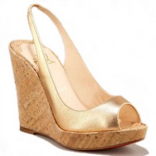 Christian Louboutin Metalické korkové boty na klínku 120 mm zlaté