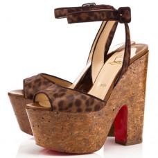 Christian Louboutin Super Dombasle 140mm klínky s leopardím vzorem