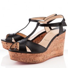 Christian Louboutin Marina Liege 100mm klínky černé