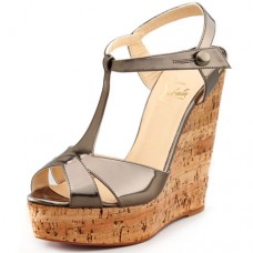 Christian Louboutin Marina Liege 140mm klínky - taupe