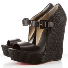 Espadrilky Christian Louboutin Praia 140mm na klínku černé