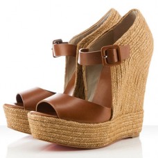 Espadrilky Christian Louboutin Praia 140mm na klínku hnědé Espadrilky Christian Louboutin Praia 140mm na klínku hnědé