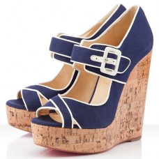 Christian Louboutin Melides 140mm klínky tmavě modré