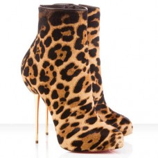 Kotníkové boty Christian Louboutin Big Lips Booty 120mm s leopardím vzorem