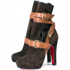 Kotníkové boty Christian Louboutin Guerriere 120mm čokoládové Kotníkové boty Christian Louboutin Guerriere 120mm čokoládové