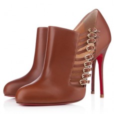 Kotníkové boty Christian Louboutin Safety 100mm Hnědé Kotníkové boty Christian Louboutin Safety 100mm Hnědé
