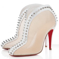 Kotníkové boty Christian Louboutin Bourriche 100mm v bílé barvě