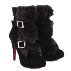 Kotníkové boty Christian Louboutin Toundra Fur 120mm černé Kotníkové boty Christian Louboutin Toundra Fur 120mm černé
