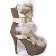 Kotníkové boty Christian Louboutin Toundra Fur 120mm Hnědé Kotníkové boty Christian Louboutin Toundra Fur 120mm Hnědé