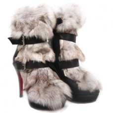 Kotníkové boty Christian Louboutin Toundra Fur 120mm černé