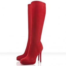 Christian Louboutin Nové Jednoduché Kozačky Botta 120mm Červené Christian Louboutin Nové Jednoduché Kozačky Botta 120mm Červené