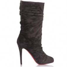 Christian Louboutin Velours Scrunch 100mm Boots Čokoládové Christian Louboutin Velours Scrunch 100mm Boots Čokoládové