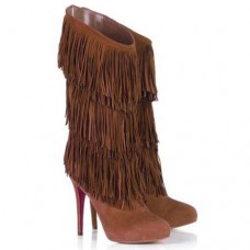 Kozačky Christian Louboutin Forever Tina 140mm Hnědé Kozačky Christian Louboutin Forever Tina 140mm Hnědé