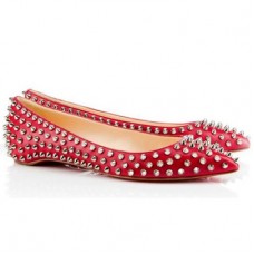 Christian Louboutin Pigalle Spiked Baleríny Červené Christian Louboutin Pigalle Spiked Baleríny Červené