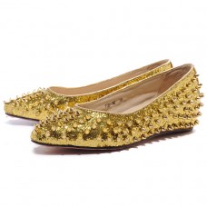 Christian Louboutin Pigalle Spiked Ballerinky Zlaté Christian Louboutin Pigalle Spiked Ballerinky Zlaté