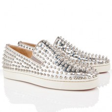 Christian Louboutin Roller Boat Mokasíny Stříbrné Christian Louboutin Roller Boat Mokasíny Stříbrné