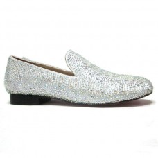 Christian Louboutin Štrasové mokasíny Bílé