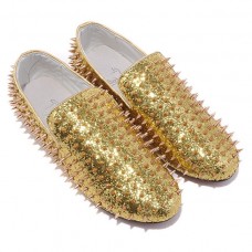 Christian Louboutin Rollerboy Spikes Mokasíny Zlaté