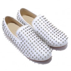 Christian Louboutin Rollerboy stříbrné mokasíny s hroty bílé