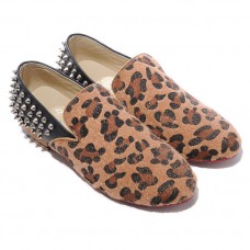 Christian Louboutin Rollerboy stříbrné mokasíny s leopardím vzorem