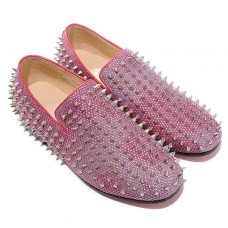 Christian Louboutin Rollerboy stříbrné mokasíny s vysokým podpatkem, červené