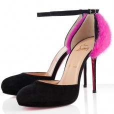 Christian Louboutin Crazy Fur 120mm Lodičky Růžové/Černé