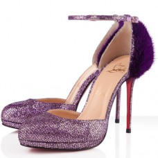 Christian Louboutin Crazy Fur 120mm Lodičky Fialové