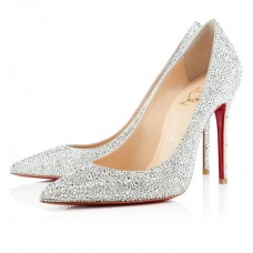 Christian Louboutin Decollete 554 Strass 100mm Lodičky Stříbrné