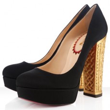 Christian Louboutin Bois Dore 140mm Lodičky Černé/Zlaté Christian Louboutin Bois Dore 140mm Lodičky Černé/Zlaté