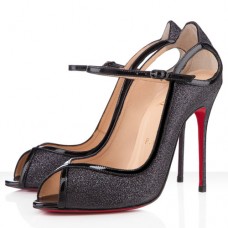 Christian Louboutin 1en8 100mm Peep Toe Lodičky Černé Christian Louboutin 1en8 100mm Peep Toe Lodičky Černé