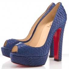 Christian Louboutin Bambou 140mm Peep Toe Lodičky Navy Christian Louboutin Bambou 140mm Peep Toe Lodičky Navy