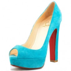Christian Louboutin Bambou 140mm Peep Toe Lodičky Modré Christian Louboutin Bambou 140mm Peep Toe Lodičky Modré