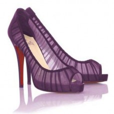 Christian Louboutin Champagne Chiffon Ambrosina 120mm Peep Toe Lodičky Fialové