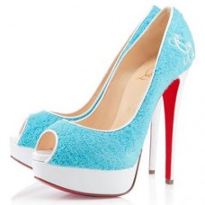 Christian Louboutin Dámské 140mm Peep Toe Lodičky Světle Modré