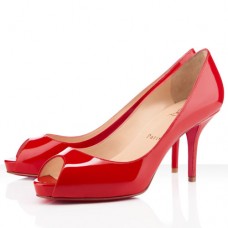 Christian Louboutin Mater Claude 80mm Peep Toe Lodičky Červené Christian Louboutin Mater Claude 80mm Peep Toe Lodičky Červené