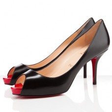 Christian Louboutin Mater Claude 80mm Peep Toe Lodičky Černé/Červené Christian Louboutin Mater Claude 80mm Peep Toe Lodičky Černé/Červené