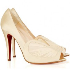 Christian Louboutin Papilipi 100mm Peep Toe Lodičky Bílé