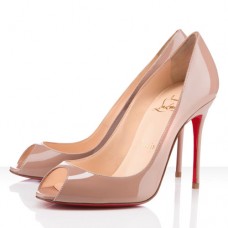 Christian Louboutin sexy 100mm peep toe lodičky tělové barvy