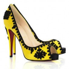 Christian Louboutin Very Brode 120mm Peep Toe Lodičky Žluté