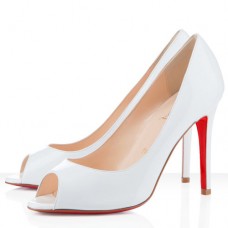 Christian Louboutin You You 100mm Peep Toe Lodičky Bílé
