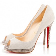 Christian Louboutin Yolanda 120mm Peep Toe Lodičky Béžové Christian Louboutin Yolanda 120mm Peep Toe Lodičky Béžové