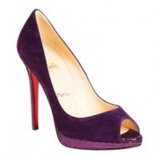 Christian Louboutin Yolanda 120mm Peep Toe Lodičky Fialové Christian Louboutin Yolanda 120mm Peep Toe Lodičky Fialové