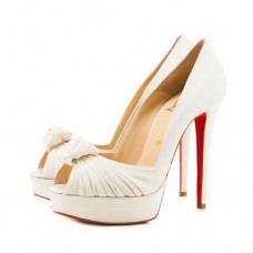 Christian Louboutin Greissimo 140mm lodičky Peep Toe White