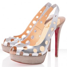Christian Louboutin Ginza 140mm Peep Toe Lodičky Stříbrné