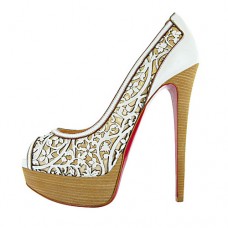 Christian Louboutin Pampas 140mm Peep Toe Lodičky Bílé Christian Louboutin Pampas 140mm Peep Toe Lodičky Bílé