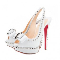 Christian Louboutin Dámské Clou 140mm Slingbacks Bílé Christian Louboutin Dámské Clou 140mm Slingbacks Bílé