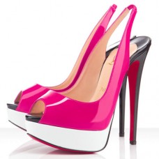 Christian Louboutin Lady Peep 140mm Slingbacks Rose Matador/Bílé