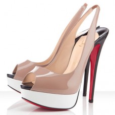 Christian Louboutin Lady Peep 140mm Slingbacks Nude/Bílé